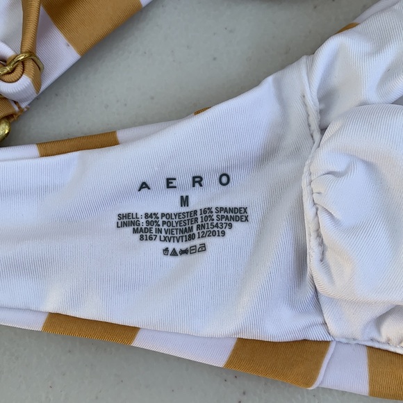 White/Gold Striped Hipster Bikini - Picture 4 of 8